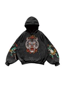 Sudadera con Capucha para Hombre, Estilo Tie Dye, Desgastada, Invierno, Streetwear Japonés, Algodón, con Estampado en Relieve de Olas del Océano, Suministro ODM - Product Image 3