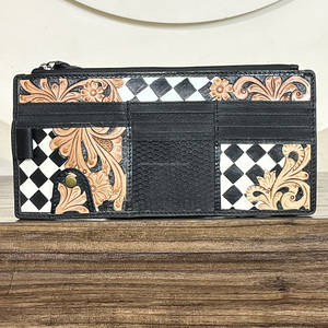 Organizador de Visera para Auto de Cuero Genuino de Lujo con Diseño Floral a Cuadros, Porta Tarjetas y Documentos, Accesorio Interior para Auto - Product Image 4