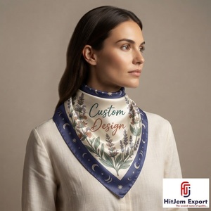 Écharpe carrée de luxe personnalisée imprimée, effet soie, hijab tendance, châle, service de fabrication textile OEM ODM sous marque privée - Product Image 2