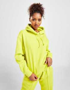 Sweat-shirt à capuche surdimensionné pour femme, jaune fluo, manches longues, couleur unie, en molleton de coton, pour l'automne - Product Image 1