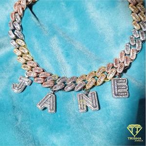 Luxury Custom <b>Name</b> Letter Necklace Iced Out Moissanite Diamond Cuban Link <b>Chain</b> Fashion Hip Hop Jewelry - Product Image 2