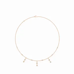 Collar de Cadena Cascade De Trois con Eslabones Dorados y Colgante con Corte Marquesa, 12 Piedras de Diamante, para Fiestas de Compromiso y Otras Ocasiones - Product Image 1