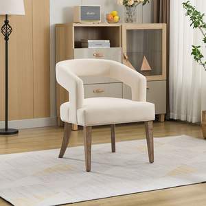 Silla de acento con respaldo abierto de barril moderno de 25,79 \ "de ancho, patas de madera Beige para comedor, Club, cocina, sala de estar - Product Image 1
