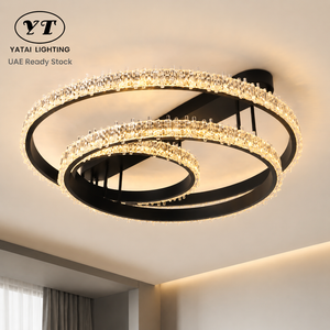 Plafonnier LED moderne à montage en surface, en acrylique et fer, à intensité variable, avec télécommande, pour salon et chambre. - Product Image 1