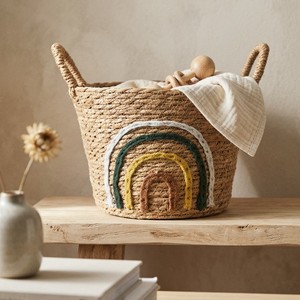 Eco Friendly Water Hyacinth Rainbow Kids <b>Storage</b> Basket Handmade Nursery Toy Organizer Decorative Woven Basket Wholesale - Product Image 2