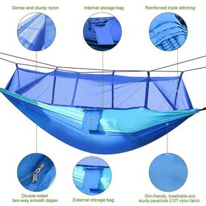 Portable Double Camping Hammock with Mosquito Net 600lbs Load Capacity for 2 Persons for Outdoor Hiking and Camping - Product Image 6