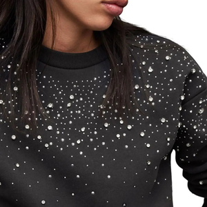 Sudadera Personalizada con Pedrería para Mujer y Hombre, Sudadera de Lujo con Cuello Redondo, Algodón, Ropa Urbana, Fabricante OEM ODM, Venta al Por Mayor - Product Image 5
