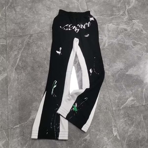 Pantalon de survêtement noir pour homme, taille élastique, motif lettres imprimées, bande latérale, décontracté, tricoté, respirant, pour le printemps - Product Image 6