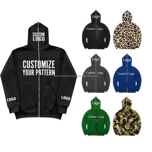 Sudadera con capucha y cremallera de cara completa para hombre con bordado personalizado algodón liso corto poliéster comprar sudaderas con capucha y sudaderas con estampado en blanco - Product Image 1