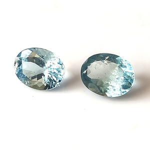 Fantástica Aguamarina Natural Santa María Calibrada de 7x9 mm, Corte Ovalado, 3.35 Quilates, Facetada, 2 Piezas, Gema Suelta para Joyería - Product Image 2
