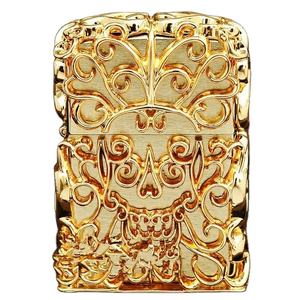 Briquet de poche rechargeable en métal doré de luxe avec un design floral baroque en relief, briquet vintage à clapet pour cadeau - Product Image 1