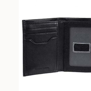 Portefeuille fin en cuir véritable pour homme, minimaliste, noir, pour usage quotidien, porte-cartes, longueur courte, ELEGANT CORPORATION EC-LW-01, grand modèle - Product Image 2