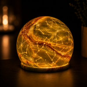 Lampe sphérique artisanale en onyx vert naturel, constellations du zodiaque, veilleuse, vente en gros, logo personnalisé, décoration astrologique - Product Image 4