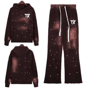Conjuntos Deportivos de Invierno Unisex con Logotipo Personalizado de Fábrica de Pakistán, Conjuntos de Jogger de Marca Privada, Algodón Premium, Estampado Sólido, Lavado Ácido - Product Image 2
