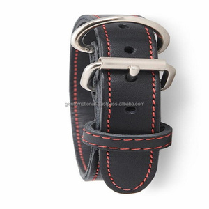 Collier de chien en cuir noir de qualité supérieure pour chiens de petite ou moyenne race collier pour animaux de compagnie en acier inoxydable massif nickelé - Product Image 1