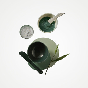 Tazón mezclador de silicona Mariaposatte Mariposa para colores de cabello, color beige cemento/verde aurora, hecho en Corea. - Product Image 4