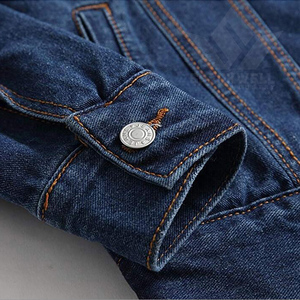 <b>Men's</b> Dark Blue Sherpa Lined Denim Trucker <b>Jacket</b> Button Closure Long Sleeve Regular Fit <b>Warm</b> Casual Winter Jean <b>Jacket</b> - Product Image 4