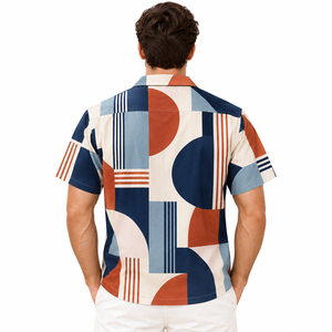 Custom Tropical Print Men's <b>Shirt</b> Hawaiian <b>Shirt</b> <b>Geometric</b> Pattern Summer Beach Vacation Wear - Product Image 2