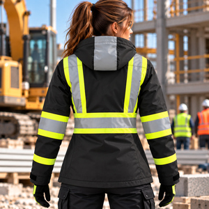 Chaqueta de Trabajo Reflectante Personalizada para Mujer, Chaqueta de Seguridad de Alta Visibilidad con Cremallera Completa, Uniforme para Trabajadores de Carreteras y Construcción - Product Image 2