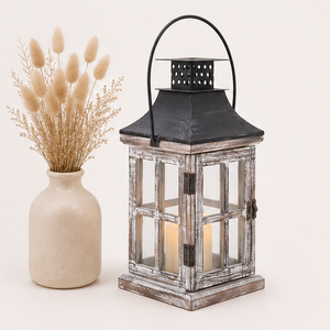 Portavelas de Madera con Tapa Metálica, Decoración Rústica Antigua para Centros de Mesa de Boda, Iluminación para el Hogar y Jardín Interior - Product Image 4