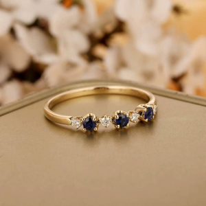 Anillo Vintage de Piedras Preciosas de Jade Azul Blanco Degradado para Mujer - Product Image 3