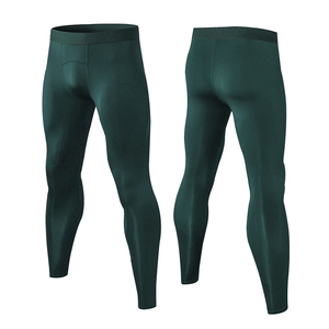 Leggings de yoga sans couture vert foncé pleine longueur taille mi-haute de compression pour hommes – Vente en gros - Product Image 3