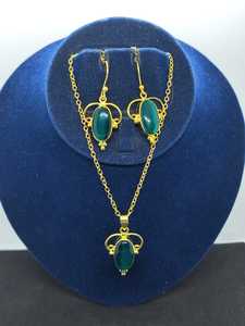 Elegante Juego de Pendientes y Colgante de Plata Vintage con Piedras Preciosas, Joyería de Moda en Tono Dorado para Mujer, Regalo y para Fiestas - Product Image 4