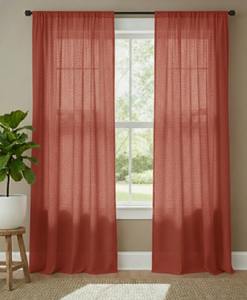 Rideaux en coton lavé faits à la main, rideaux de décoration pour la maison, rideaux de luxe couleur rouille pour chambre et salon - Product Image 5