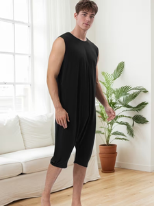 Ensemble de yoga unisexe, col rond, sans manches, léger, 100% coton, séchage rapide, respirant, poches zippées, anti-rides, vêtements de sport - Product Image 3