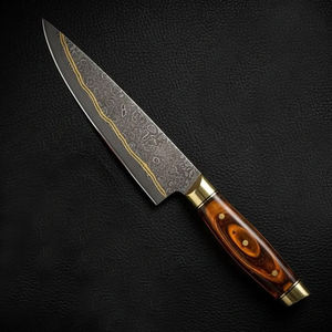 มีดเชฟอเนกประสงค์ลายดามัสกัสทองแดงคุณภาพสูง ดีไซน์สมดุล เหมาะสำหรับอุปกรณ์ครัวแคมป์ปิ้ง - Product Image 1