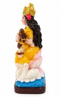 Resin Hindu Goddess Figure Yellow Seated String Instrument Lotus Base Swan Home Decor Traditional Handmade Sculpture for Living