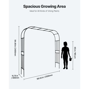 Robusto Arco per Traliccio da Esterno 94.5 X 98.5 X 15.8, Pergola in Metallo Facile da Montare, Gazebo e Padiglione - Product Image 5