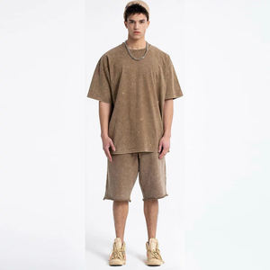 Nouvelle Collection Été 2025 – Ensemble Décontracté Deux Pièces pour Homme : T-shirt Tricoté 100% Coton Personnalisé Épais et Short - Product Image 2