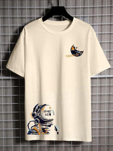High Quality OEM ODM Custom <b>Men</b> Printed 100% Cotton T-Shirt Short Sleeve <b>Turtleneck</b> Formal Regular Fit Anti-Wrinkle Eco-Friendly - Product Image 1