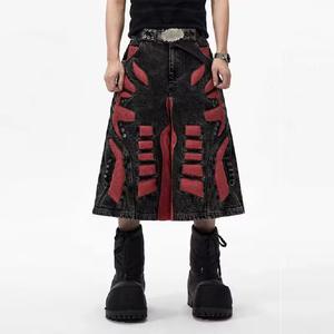 TOPSHOW Short en jean ample mi-longueur respirant de haute qualité, délavé, motif squelette 3D, style cargo usé - Product Image 3