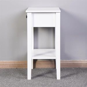 White Bathroom Floor Standing Storage Table with Drawer for Nightstands - Product Image 5