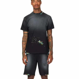 Nuevo Conjunto Deportivo Casual de Verano para Hombre, Camiseta y Pantalones Cortos de Punto Vintage, Dos Piezas, Logotipo Personalizado ODM - Product Image 5