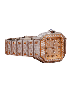 Montre de luxe en or jaune de qualité supérieure avec diamants Moissanite, cadran intelligent, pour mariage et soirées, pour hommes, disponible à la vente - Product Image 6