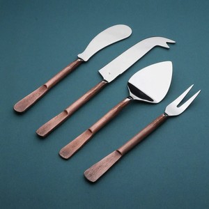 Ensemble de 6 couteaux à fromage en acier inoxydable avec manche en bois, ustensiles de service pour le fromage, coffret cadeau, ensemble de couverts - Product Image 3