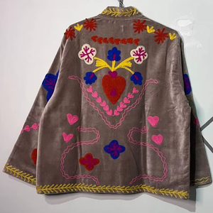 Handmade Floral Embroidered Velvet Jacket Boho Suzani Coat Floral Suzani Jacket <b>Unique</b> <b>Gift</b> <b>For</b> <b>Her</b> - Product Image 1