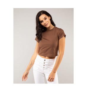 Crop top uni pour femme, t-shirt oversize, OEM personnalisé, streetwear, t-shirt à manches courtes, vêtements grande taille pour femme, t-shirts - Product Image 1