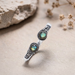 Ornate Labradorite Open <b>Cuff</b> <b>Bracelet</b> Handmade Brass Gemstone Bezel Setting Unisex Fashion Jewelry Gift - Product Image 2