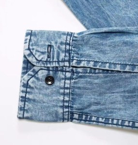 Men's Slim Fit Denim Shirt Long Sleeve Solid Color Turn-<b>down</b> Collar Washable Casual Style Full Sleeve Cotton Shirt - Product Image 3