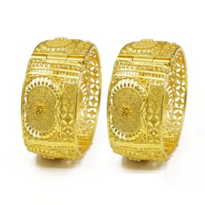 Wholesale 14K 18K 24K Micron Gold Plated Openable Kada Bangle Brass Fashion Bangle Dubai Style Arabic <b>Bridal</b> Kada Bangle Jewelry - Product Image 1