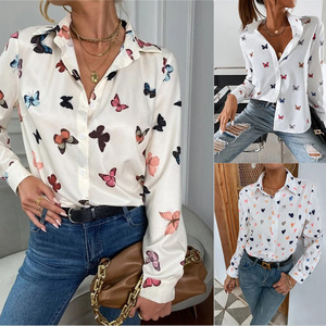 Blusa Casual con Estampado Animal, Holgada, para Mujer, Primavera Verano, Moda, Manga Larga, Tejida, Corta, Elegante, con Botones - Product Image 5