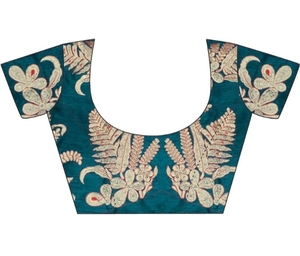 Sari Jimmy Jimmy en organza de soie brodé et orné, réversible, infroissable, prêt pour les fêtes, style Bollywood - Product Image 3