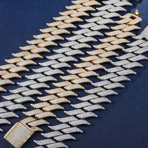 Precio de Fábrica, Cadena de Eslabones Cubanos Personalizada de Plata de Ley 8-20mm con Diamantes de Imitación, Moissanita VVS1, Joyería HipHop - Product Image 3