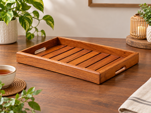Plateau de service élégant en bois Unicorn Handicrafts pour café, thé, petit-déjeuner, collations, desserts, boissons, table à manger à domicile - Product Image 1