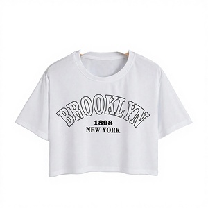 Camisetas Básicas de Manga Corta con Cuello Redondo, Estilo Urbano, Transpirables, Tejidas, 100% Algodón, con Logotipo Serigrafiado, para Mujer - Product Image 4