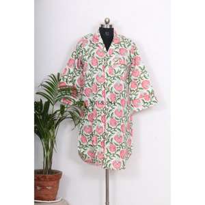 Camisón Kimono Bohemio de Algodón para Mujer, Estilo Indio, Largo Medio, con Cinturón y Botones Decorativos, Ajuste Holgado y Dulce - Product Image 1